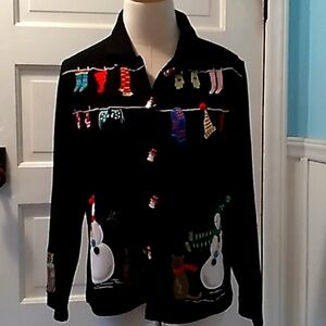 Onque PM ugly Christmas sweater cardigan snowmen cats 🐈